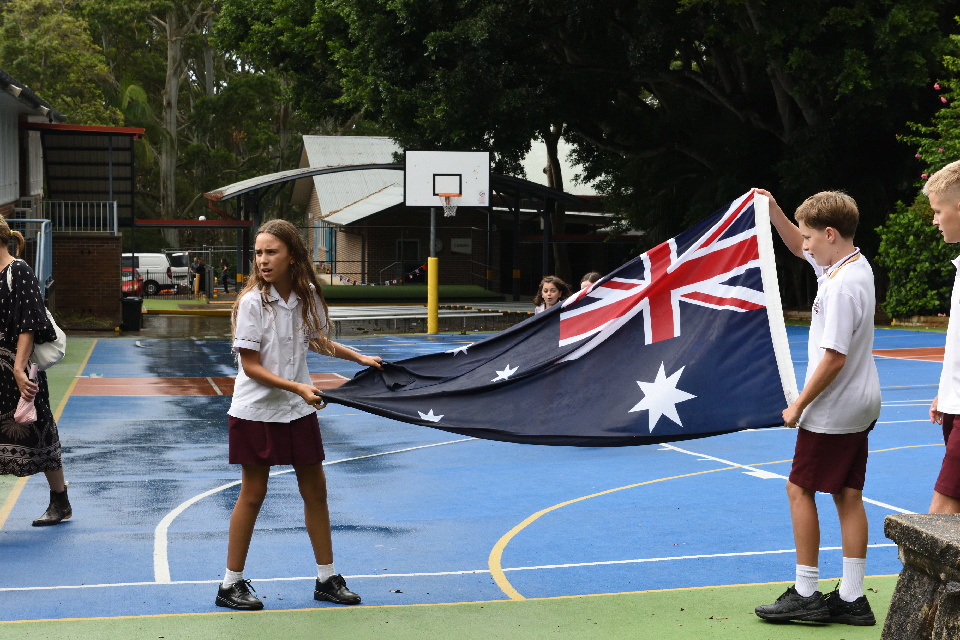 Students with Flag